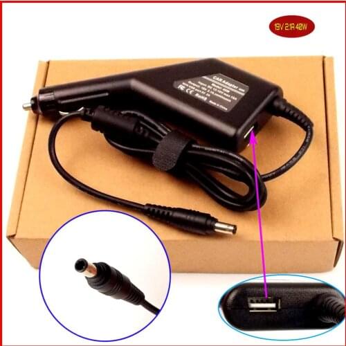Laptop DC Power Car Adapter Charger 19V 2.1A 40W + USB Port for Samsung NP-ND10 NP-NC10 NP-N140 NP-530U4B NP-350U2A