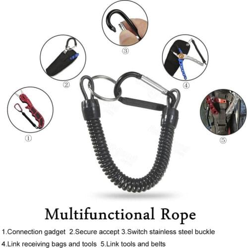 Black Fishing Lanyards Fishing Pole Rod Protective Rope Boating Fishing Tackle Tool Camping Carabiner Secure Lock