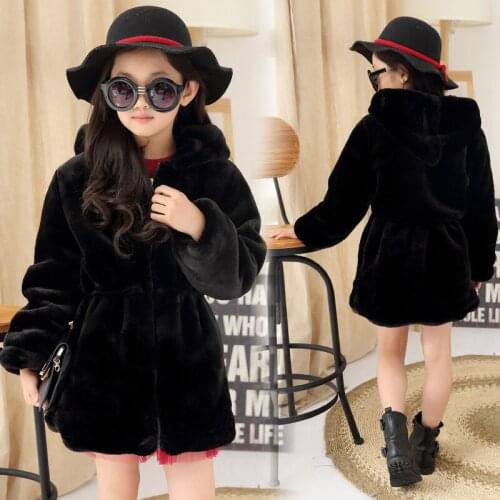 Children Girls Winter Coats New 2017 Fashion Brand Thick Fake Fur Warm Baby Jacket Solid Casual Hooded Kids Clothes Outwears