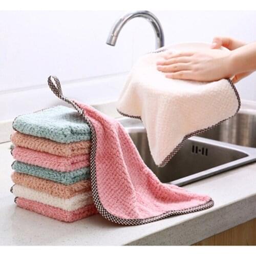 Double-layer Cheaper Absorbent Microfiber Kitchen Dish Cloth Non-stick Oil Household Cleaning Wiping Towel Kichen Tool