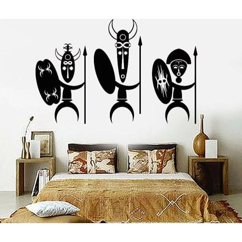 Ethnic Tribes Vinyl Wall Decal Cartoon Ancient African Natives Tribe Flat Wall Stickers for Home Decoration Accessories Z312