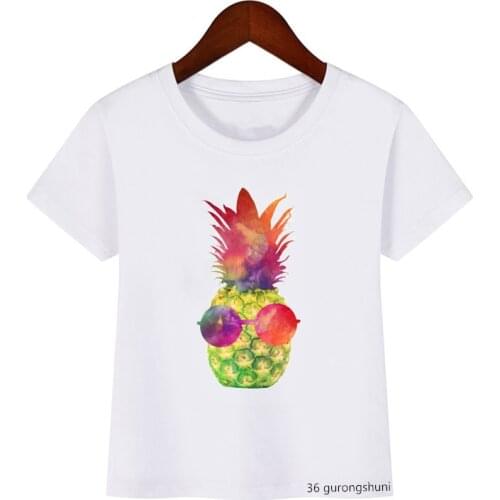 T-shirt for boys/girls funny cool pineapple graphic print with eyes. Kids t shirt baby birthday gift clothing tops for children