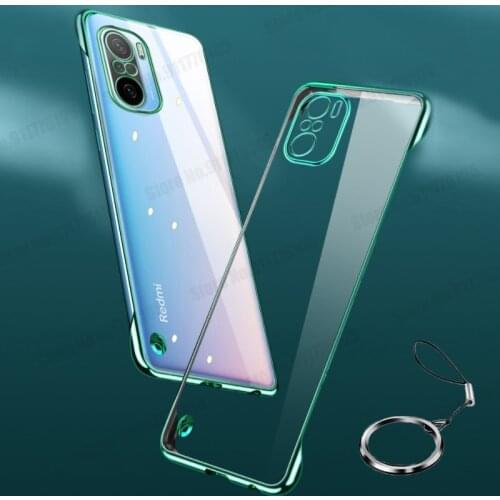 Electroplated Frameless Transparent Case For Redmi K40 K30 Note 9 Pro Ring Holder Cover For Xiaomi 11 10S Shockproof Phone Cover