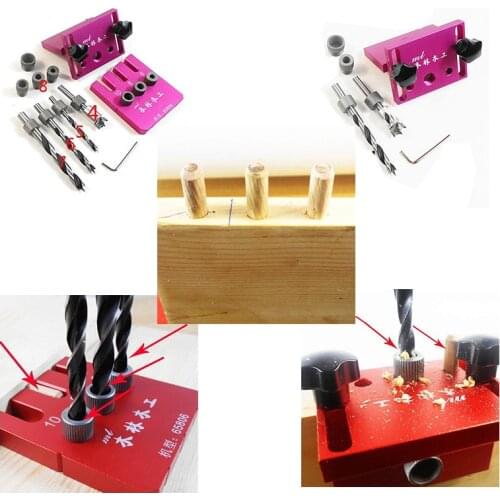 Woodworking Tool Drilling Locator Tenon Hole Punchers Positioning Dowelling Jig Woodwork Three-in-one Locator Tools