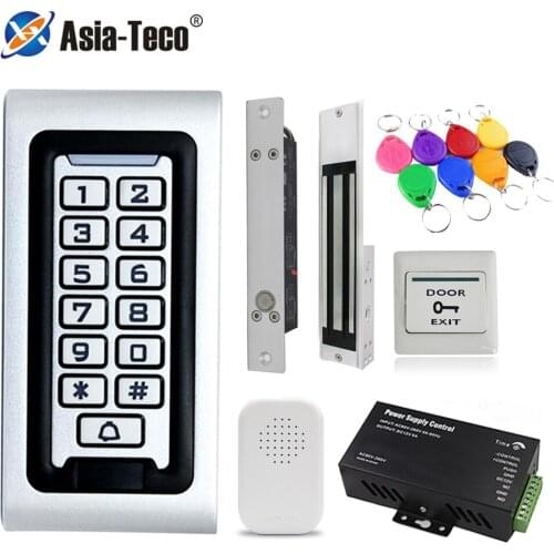 IP67 Waterproof RFID 125KHz Metal Backlight Access Control Kit Electric Lock Door Exit Switch Power Supply Access Control System