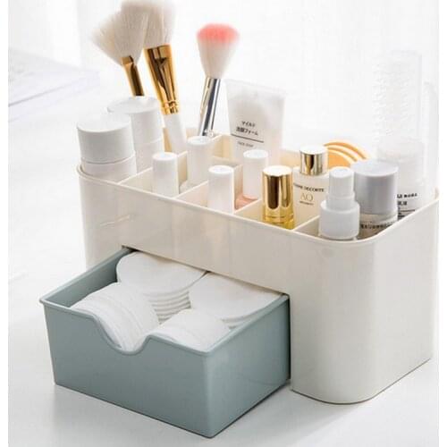 Saving Space Desktop Comestics Plastic Drawers Type Box Makeup Organizer Shelf Organizador Escritorio Pink Cheap Price