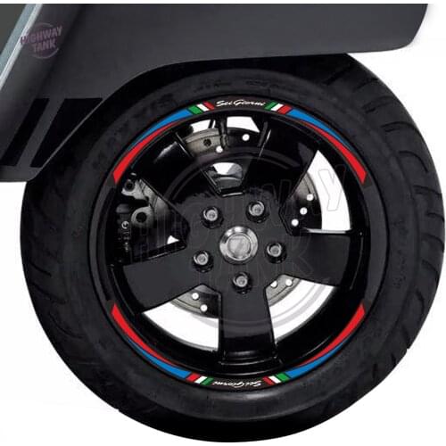 Scooter 12" Wheel Reflective Sticker Set Case for Piaggio Vespa GTS Sprint Primavera 50 150 150S 300 300ie Rim Decals