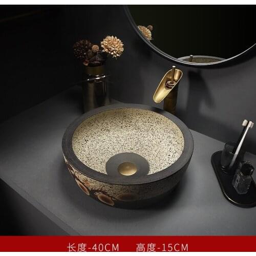 Retro round art stage basin features guest house hotel bathroom wash basin balcony household wash basin wash basin