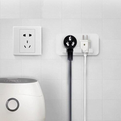 Paste Plug Hanger Nail-free Hook Double Bayonet Power Electrical Plug Holder Kitchen Storage Tool 669