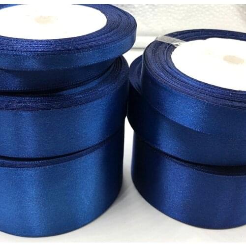 25 Yards D-Blue Silk Satin Ribbon Wedding Party Decoration Gift Wrapping Christmas New Year Apparel Sewing Fabric Ribbon 38