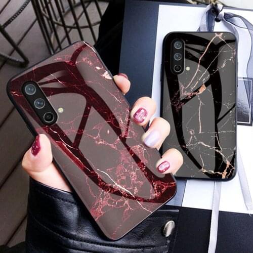 Marble Tempered Glass Case For Oneplus Nord CE 5G 2021 Luxury Case Frame Hard Glass Back Panel Cover One Plus Nord C E Funda