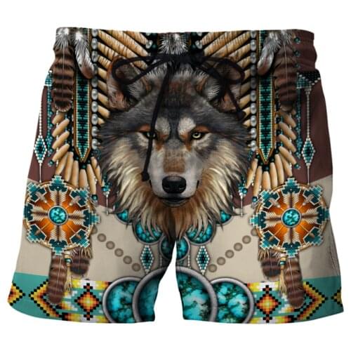 Wolf Native Indian 3D Printed Mens Shorts Unisex Streetwear Shorts Summer Beach Harajuku Casual Shorts DKD-05 Drop shipping