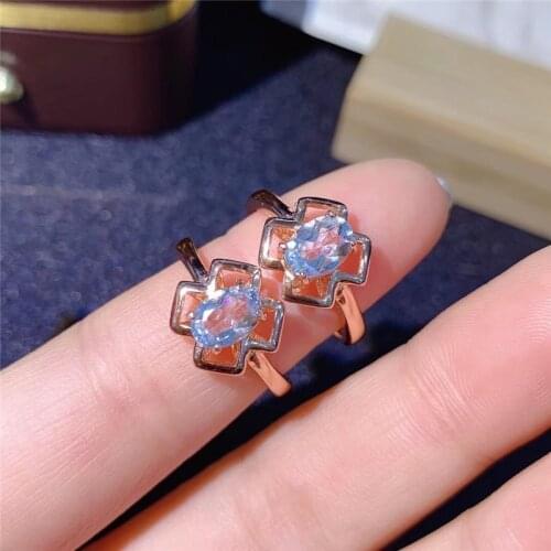 Natural Aquamarine Rings For Women Sterling Silver Color 925 Jewelry Ring Wedding Engagement Party Gemstone Fine Jewelry