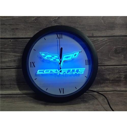 0G095 Chevrolet corvette APP RGB 5050 LED Neon Light Signs Wall Clock