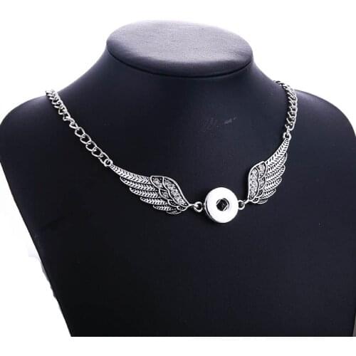 New fashion wing DIY Snap Necklace Jewelry crystal Short necklace DIY 18mm Snap Pendant Necklaces