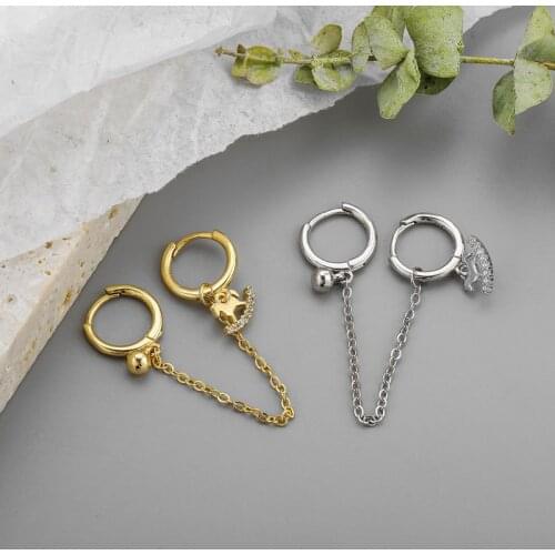 PANGJERY Prevent Allergy 925 Sterling Silver Horse Hoop Earrings for Women Couples Punk Hiphop Rock Chain Party Jewelry Gifts