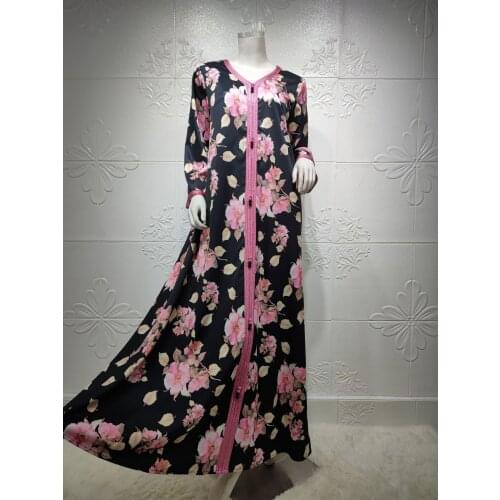 Aligaia Dubai Print Dress For Women 2021 Ramadan Eid Mubarak Dubai Turkey Muslim Dress Islam Dresses Women Robe Musulmane Longue