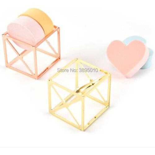 Cube Carbon Steel Drying Rack Beauty Bracket Makeup Sponge Holder Hollow Cosmetic Puff Display Stand Support Square Base F1004