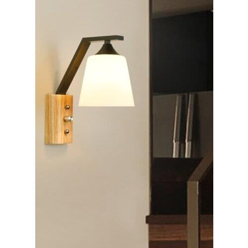 Simple Creative E27 Wall light led bedroom bedside decoration Nordic design living room corridor hotel Wood wall lamp AC85-265V