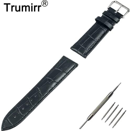 Genuine Leather Watch Band for Pebble Time Round 14mm Women Watchband Strap Wrist Belt Bracelet Black Brown Red Pink White