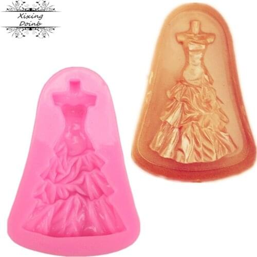 DIY food grade silicone jelly mold wedding dress shape cake decoration tools candy chocolate fudge mold wedding decoration