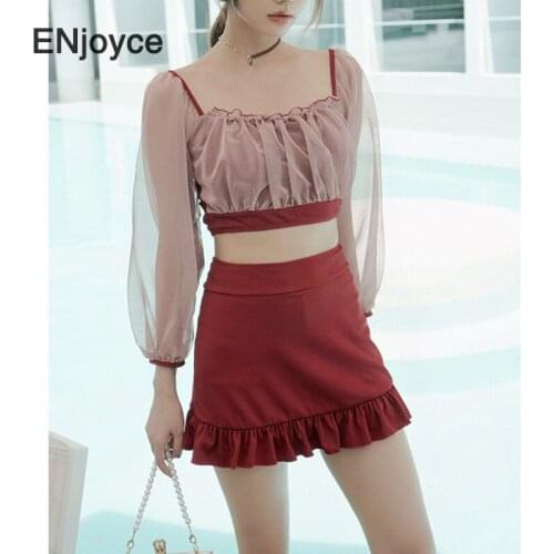 Sexy Off Shoulder Split Long Sleeve Swimwear Women Bikini 2 Piece Set Cover Up Swimsuit Swimming Bathing Suit Beach Wear Summer