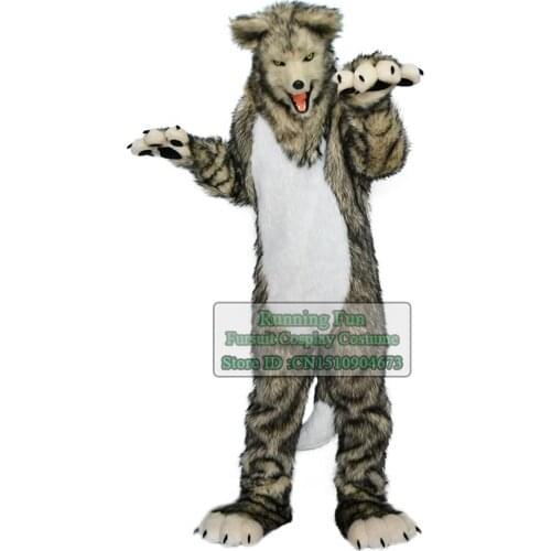 Grey Lifelike Furry Wolf Fox Dog Lion Mascot Costume Animal Fursuit Halloween Adult Cartoon Character Cosplay Suit For Party