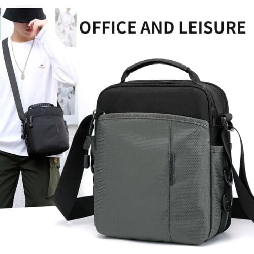 Mens Shoulder Bag High Quality Nylon Waterproof Small Crossbody Bag Zipper Soft Business Travel Pure Color Handbag