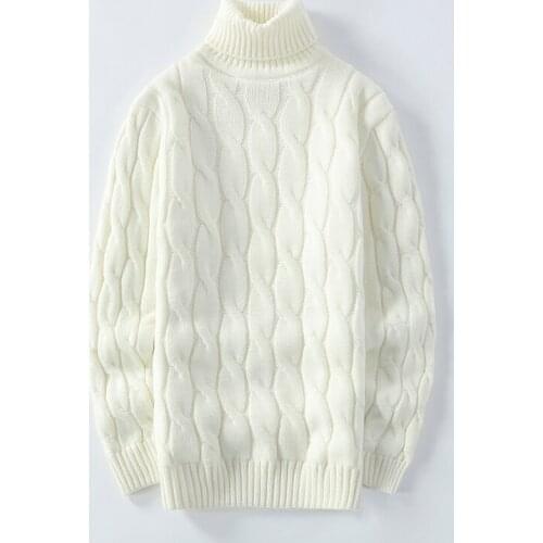 New Winter Mens Solid Color Twist Turtleneck Sweater Male Slim Fit Knitted Thick Pullovers Sweaters Casual High Neck Tops