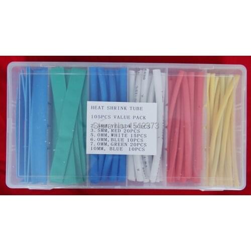 Heat shrink tube 105PCS VALUE PACK COLORFUL SIZE FROM 2.5MM TO 10MM 10CM length ratio 2:1