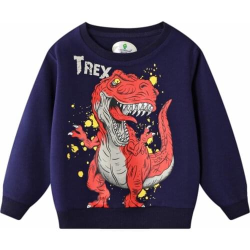 Spring Boy Dinosaur Sweater Brand Boys And Girls Pullover Clothing Childrens Cotton Cartoon Tops Hooded Shirts