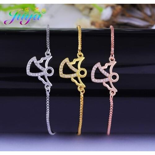 Juya Handmade Friendship Bracelets Supplies Adjustable Chains Cubic Zirconia Angel Charms Bracelets For Women