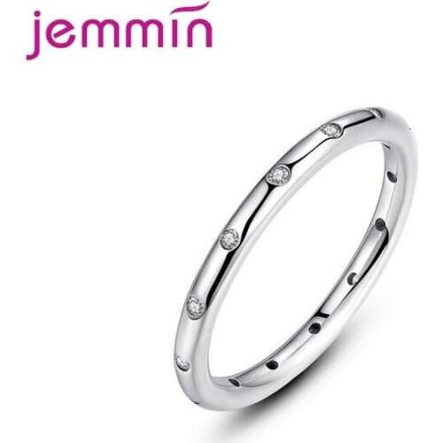 Gold Color Party 925 Sterling Silver Elegant Classic Round Rings For Women Girls Jewelry Female Accessory Mujer