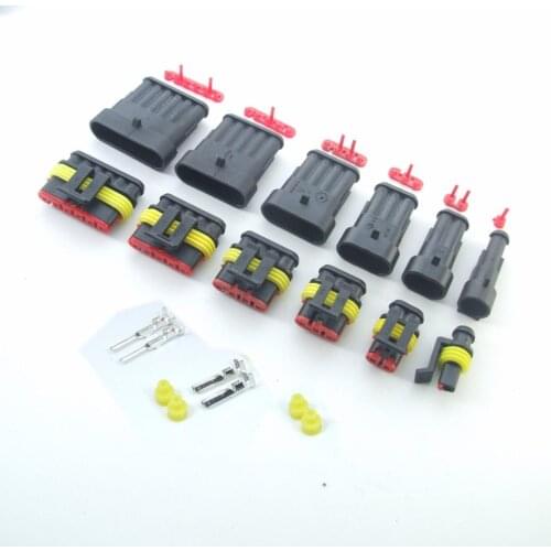 5kits 1P 2P 3P 4P 5P 6P 5 Pin Super Sealed Waterproof Electrical Wire Connector Auto Plug Car Motorcycle HID auto connector