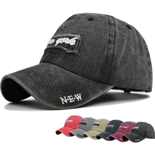 Distressed Baseball Cap NEW YORK Embroidery Retro Spring and Summer Cap Washed Gorras Hombre Upper East Side NYC Baseball A36