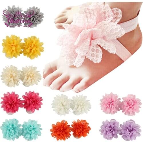 Nishine Newborn Lace Flower Barefoot Sandal Infant Baby Girls DIY Shoes Toddler Accessories Decoration Photography Props
