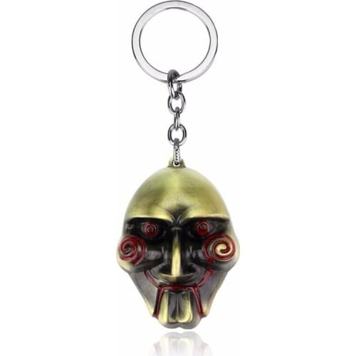 Dongsheng 3 Colors Horror Movie Saw Keychain Mask Metal Alloy Key Chain Movie Jewelry Key Chain Keyring Souvenirs For Men Gifts