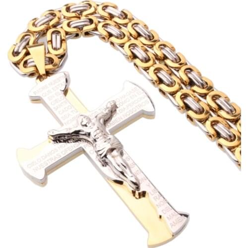 Fashion Jewelry Jesus Classic Vintage Gift Mens Stainless Steel 316L Cross Pendant Necklace Chain Jewellery Wholesale