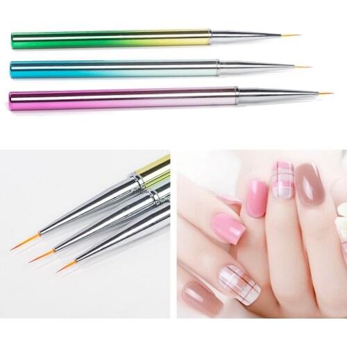 3pcs/Set Colorful gradient pull pen painted phototherapy hook flower pen Drawing Brush Acrylic Nail Art Detailed Design Tool