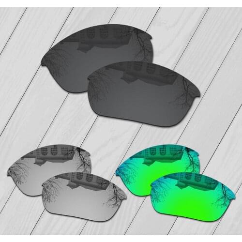 E.O.S 3 Pairs Black & Silver & Emerald Green Polarized Replacement Lenses for Oakley Half Jacket 2.0 OO9144 Sunglasses