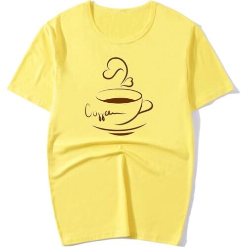 Graphic tees colorful tops Coffee Cup tshirts gothic kawaii Yellow tshirt top women t shirt korean vintage clothes dropshipping