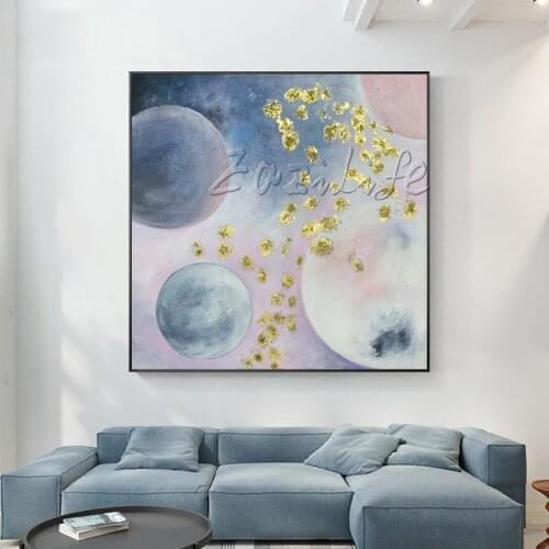 Geometric Gold Pink Abstract Handpainted Painting Acrylic Painting Luxury Wall Art Pictures for living room Home decor