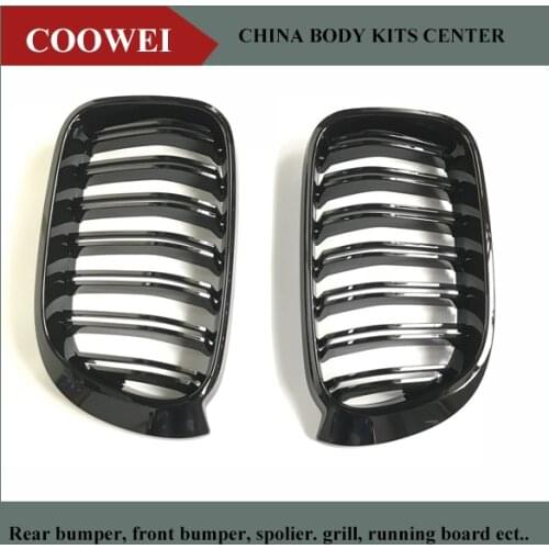 X3 X4 F25 F26 Gloss Black Front Bumper Kidney Grille Mesh For BMW SUV 2014 + 2-Slat ABS Replacement