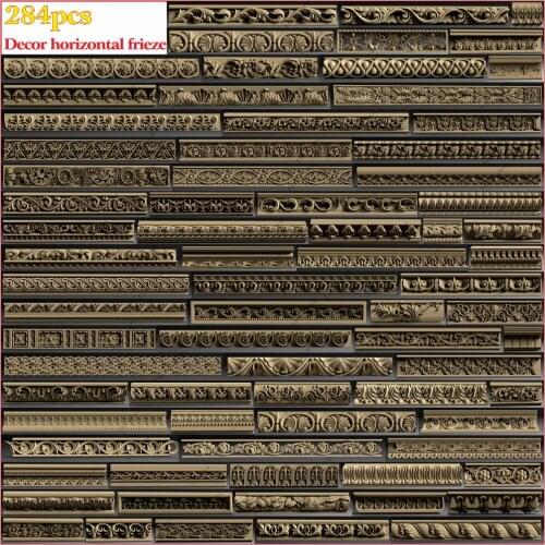 284pcs 3D STL Model Decor horizontal frieze for CNC 4 AXLE Engraver Carvingbed Relief for CNC Router Aspire Artcam