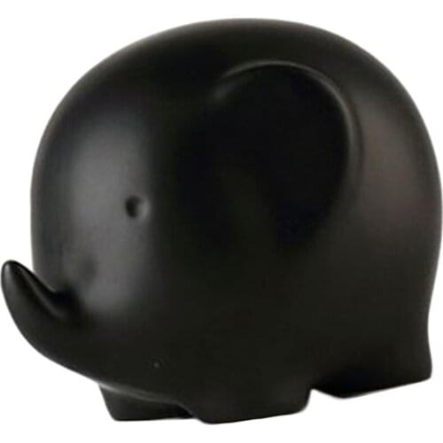 Ceramic Cute Elephant Statue Figurine for Home Room Desk Decor Crafts Black