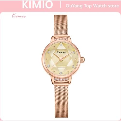 KIMIO 2021 New Diamond Dial Women Watch High Quality Quartz Wrist Watches Ladies Dress Clock Simple Female Gift Relogio Feminino