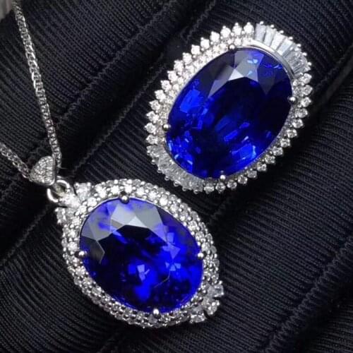 KJJEAXCMY Fine Jewelry 925 sterling silver inlaid natural sapphire female ring pendant set trendy supports test
