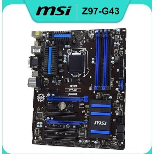 MSI Z97-G43 Desktop Intel Z97 Motherboard LGA 1150 DDR3 MEMORY 1xPCIe 3.0 USB 3.0 VGA support Core i5-4670S cpus Placa-mãe ATX