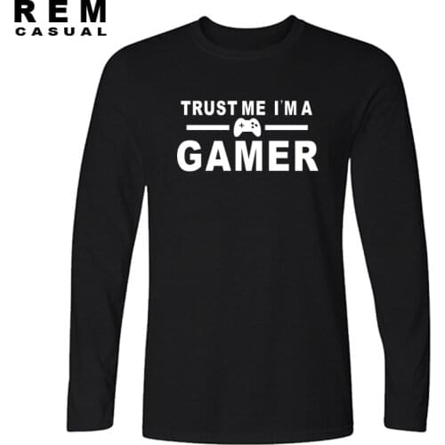 TRUST ME I'M A GAMER FUNNY PRINTED MENS COMPUTER GEEK TEE TOP MENS CASUAL PRINTED LONG SLEEVE T SHIRT