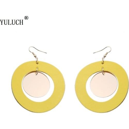YULUCH Novetly Leather Earrings DIY Round Leather Metal Accessories Leather Earrings Trendy Jewelry For Woman Girls Earrings